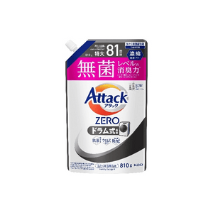 【日本直邮】 日本 KAO花王 花王 Attack ZERO 滚筒专用洗衣液 特大补充装 810克 洗衣液 洗衣 清洁 除菌 去污 滚筒专用 补充装 大容量 家用
