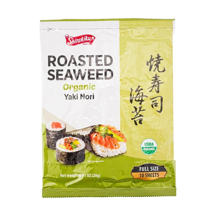 SHIRAKIKU赞岐屋 オーガニック焼寿司海苔10枚入り26g - Yami SHIRAKIKU赞岐屋 オーガニック焼寿司海苔10枚入り26g - Yami