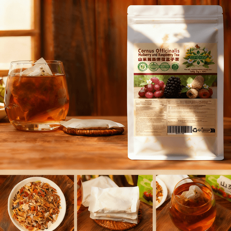 【Canada Direct Mail】 Sifanda Cornelian Cherry Mulberry Raspberry Tea 100g (5g x 20 bags) Nourishing and strengthening, relieves soreness of waist and knees, for chronic lack of energy due to staying up late, daily herbal tea, replenishes energy, improves deficiency and fatigue, men's daily gentle nourishing health tea bags 8