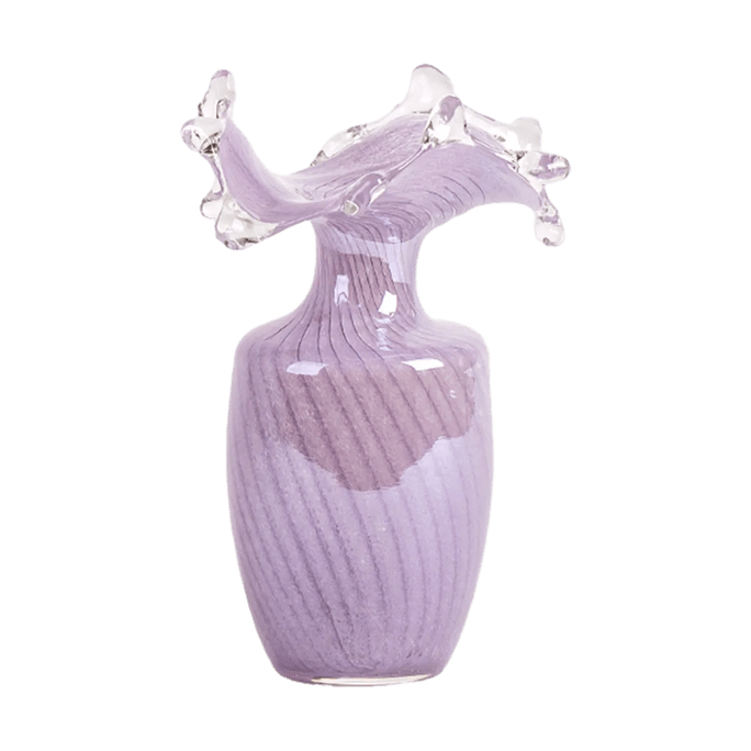 点意 轻奢高级感琉璃花瓶 插花装饰品摆件 鲜花水培瓶 波浪锦葵花瓶 小号