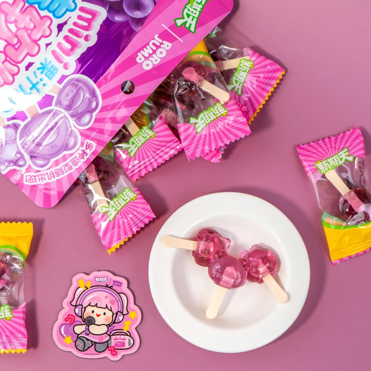 XINQITIAN Mini Lollipop Soft Jelly Gummy Candy Grape Flavor 2.82