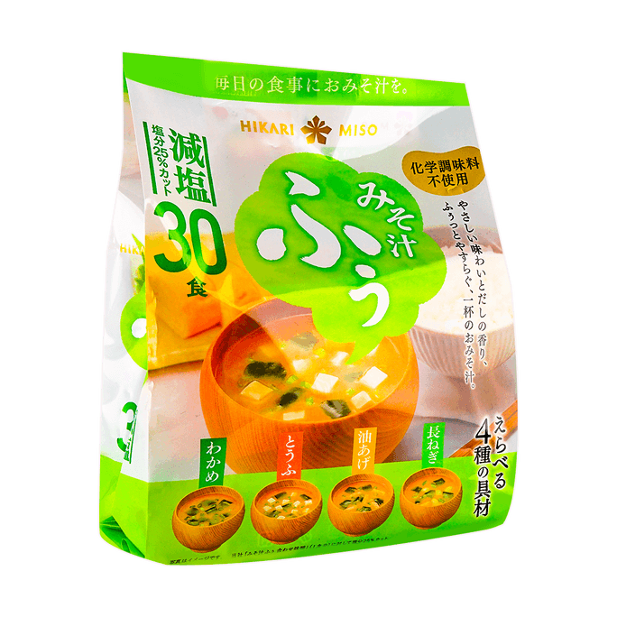 日本HIKARI 速食味噌汤 混合四口味 减盐版 30份装  417.5g