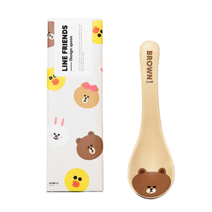 Creative, Unique, and Cute Ceramic Spoon: Household Serving Spoon for Soup and Rice, Cartoon Design – BROWN Style, Single Pack