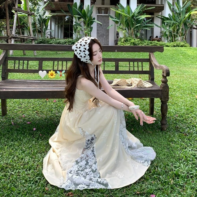 【加拿大直邮】 加拿大 SCENARIO 奶油花园少女蕾丝长裙 S-M码 黄色 米黄色 M 3