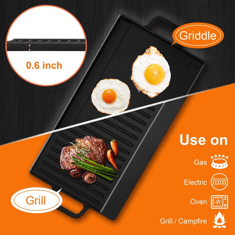 Amzgachfktch 30 Inch 5 Burners Built-In Gas Cooktop With Griddle NG/LPG Convertible 304 Stainless Steel Panel 5