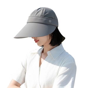 [중국 직배송] HSPM 신상 여성용 썬햇, 여름 야외 사이클링 모자, 얼굴을 가릴 수 있는 넓은 챙, 아이스 실크 소재의 통기성 좋은 탈착식 상단, 피셔맨 햇, 다크 그레이, F