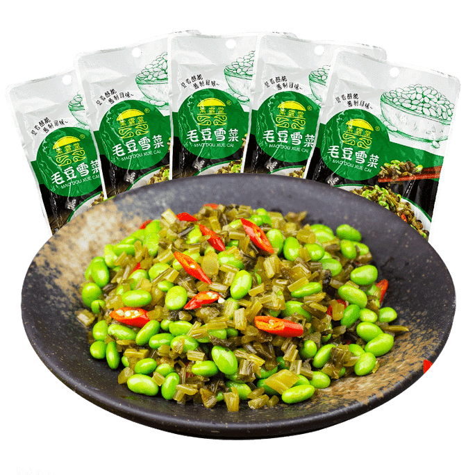紫云堂 雪菜毛豆 即食下饭咸菜阿婆菜正宗农家菜鄞州雪菜酱菜204克【3小包】*1包