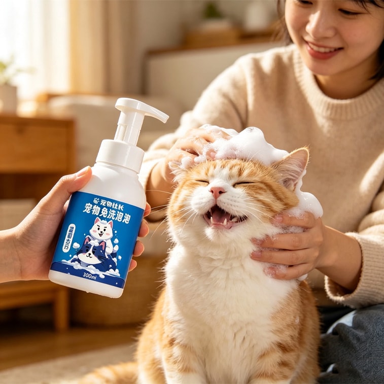 Pet President No-Rinse Foam 300ml. Neutral, Low-irritation Formula. Cleans, Deodorizes, Conditions Fur. Safe For Kittens, Puppies, Sick Or Elderly Pets. No Water Needed. Just Wipe. 3