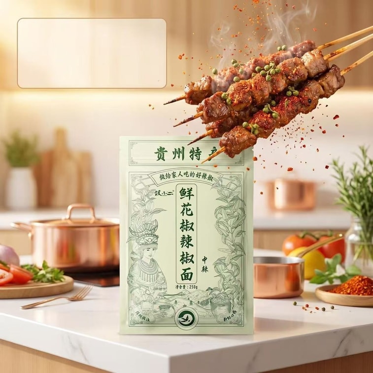 Guizhou Specialty Han Xiao'er Fresh Sichuan Pepper And Chili Powder, Firewood Style Spicy Hot Pepper BBQ Meat Dipping Sauce, Griddle Dipping Seasoning [Mildly Spicy] 250g*1 Bag 4