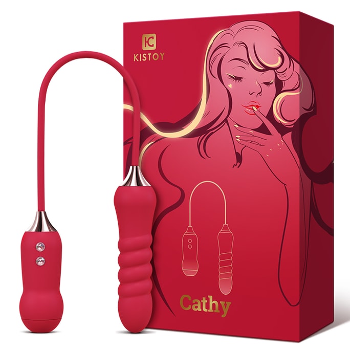 KISTOY Cathy의 즉각적인 밀어넣기, 빨기, 진동 및 진동 다중 주파수 마사지 지팡이의 새로운 트리오 - 빨간색