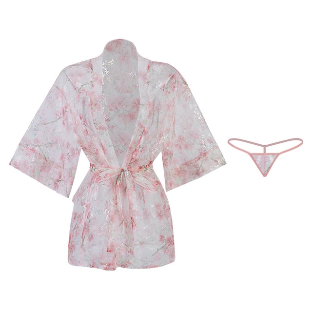 Fun Lingerie Sexy Deep V-shaped Shoulder Cardigan Printed Kimono