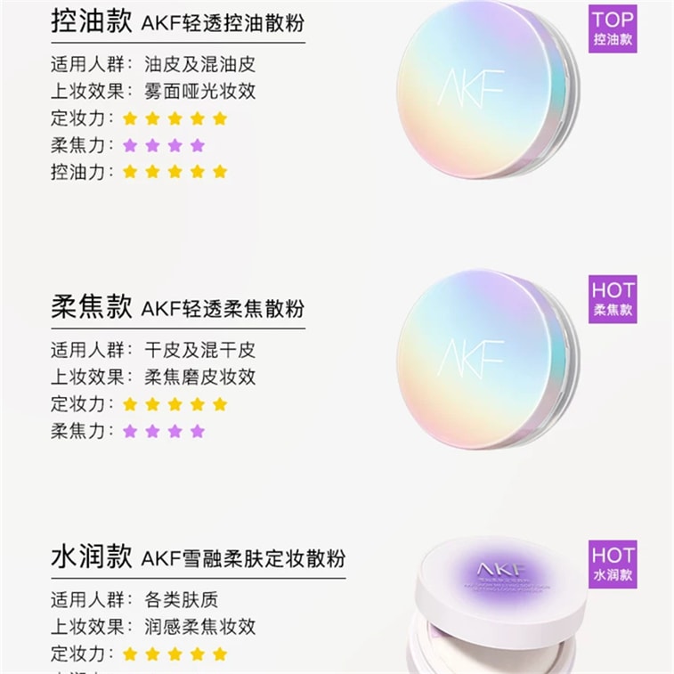 【中國直郵】 AKF 輕透控油散粉 定妝粉 持久控油不脫妝蜜粉餅 柔焦款【04#柔膚自然色】1件 4