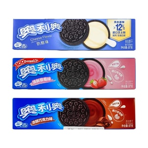[3Packs]Oreo Sandwich Cookies, Cheese/Chocolate/Strawberry Flavor, 3.42 oz/Pack