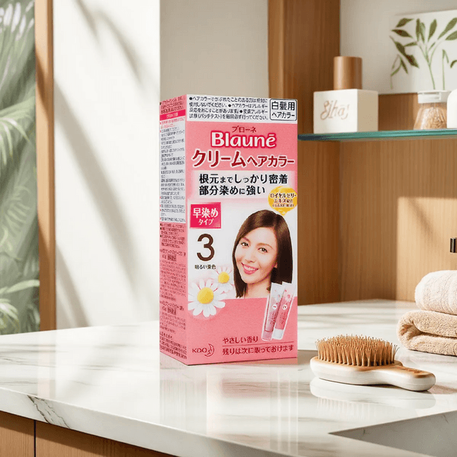日本KAO花王 Blaune白发专用植物染发剂 发根专用款 3号 Bright Sorrel 亮栗色