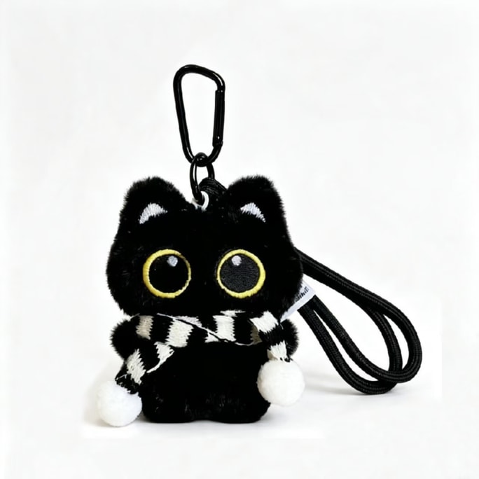 采梦 大きな黒猫ぬいぐるみ1個 バッグチャーム キーホルダー カップルギフトマスコット