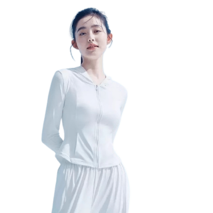 【中国直邮】 茉寻 2025夏季新款冰丝修身收腰防晒衣女upf50 连帽款 云纱白 L码 1件装