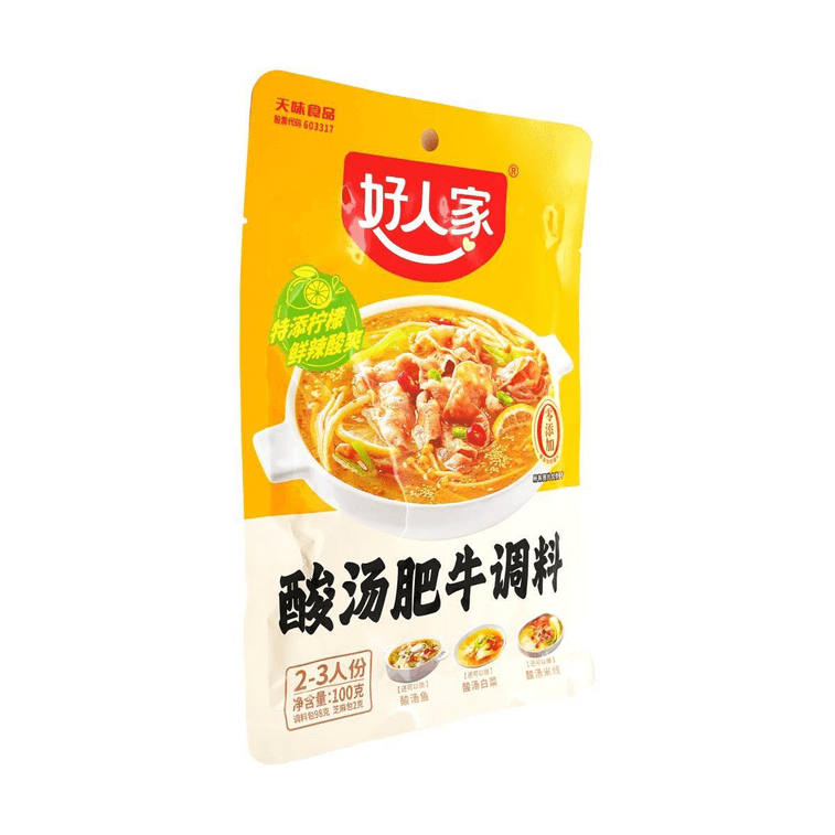 好人家 酸湯肥牛調味 酸辣金湯醬 酸湯魚調味料 100g 【酸辣開胃】【3步到胃 吃飯糊弄學】【一鍋出】 6