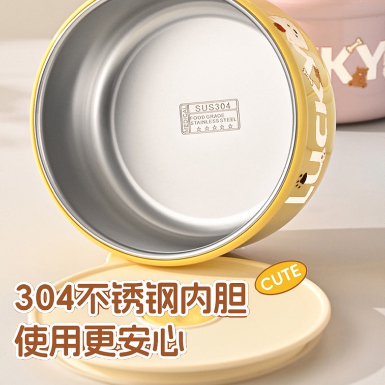 Stainless Steel Lunch Box Yellow [Small + Medium + Large Size + Insulated Bag] 1 Set Food‑Grade Storage Containers Cute Lidded Lunch Boxes For Office Workers Students Microwave‑Safe 6