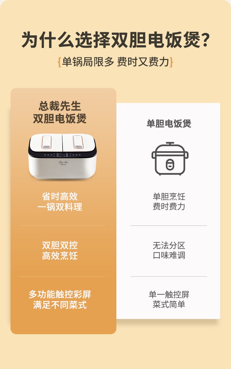 5L double liner cooker rice cooker Steaming and Boiling Combined