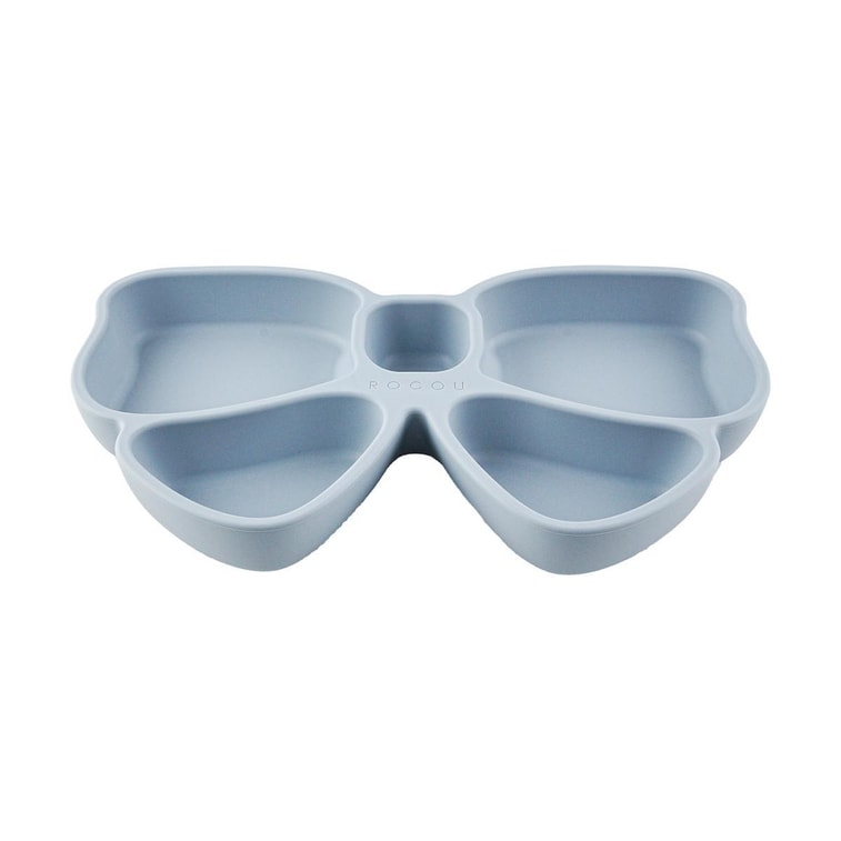 아기 실리콘 접시 먹이기 접시 보우, 바닐라 블루 6.7인치 x 11.4인치 x 1.3인치 4