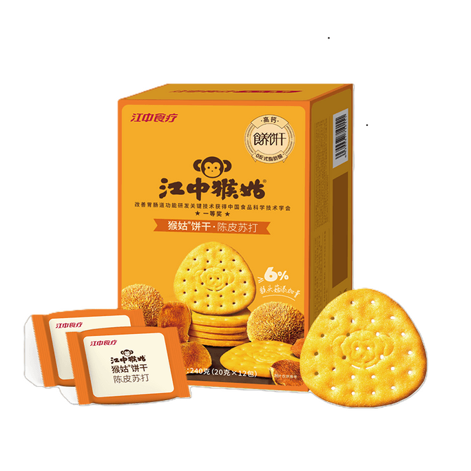 【中国直送】江中 モンキーヘッドマッシュルーム＆みかんの皮入りソーダクラッカー 240g