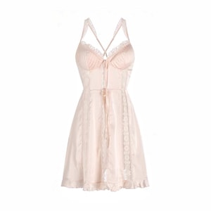 Bella’s Fantasy Romantic Amelia French Lace Ultra Soft Slip Dress Pink