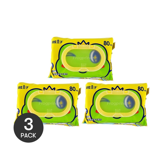 Frog Prince Baby Camellia Essence Wet Wipes, Soft & Skin-Friendly, 80 pieces *3【3 Packs】