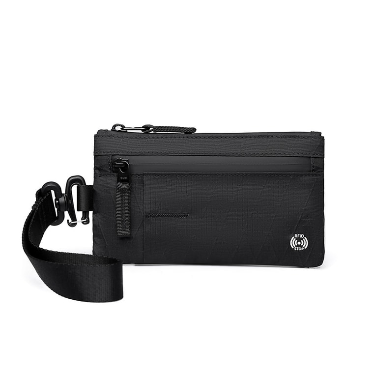 【中国直邮】 HSPM 新款rfid零钱包手机包防盗刷卡包x-pac大号旅行手包钥匙包 黑色 F 1个 7