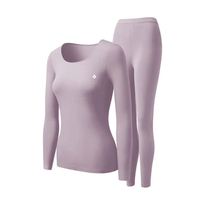 Solid Color Base Layer Thermal Set 1pc Lotus Purple Size 2XL—Air-Lock Heat Retention Hyaluronic Acid Skin Moisturizing