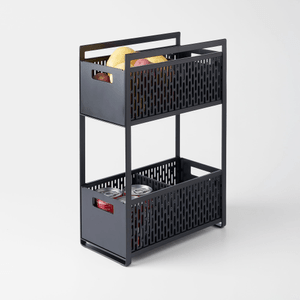 Two-Tier Cabinet Storage Basket Black