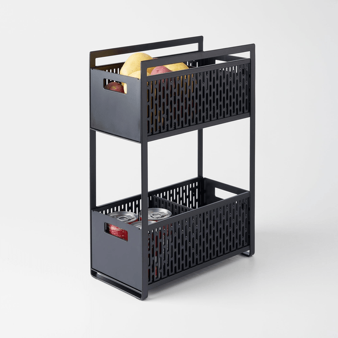 Two-Tier Cabinet Storage Basket Black
