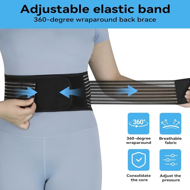 Back Support with Magnet, Tourmaline Magnetic Back Braces for Lower Back Pain Relief, Self Heating & Soothing Waist Band, Lumbar Support Belt for Herniated Disc/Sciatica (Medium) 9