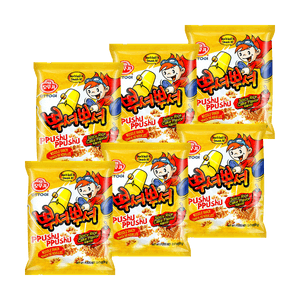【TWICE Nayeon & Jeon Somi Favorite】Ppushu Ppushu Noodle Snack Spicy Rice Cake Flavor 90g*6【Value Pack】