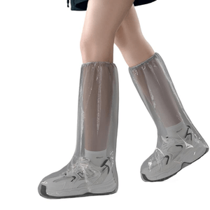 【中國直郵】備美一次性雨鞋套雨天防水防滑加厚耐磨腳套反覆使用茶色高筒4雙*1件