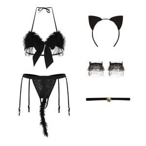 [중국에서 온 다이렉트 메일] Manyan 섹시 란제리 섹시 플러시 고양이 소녀 COS 정장 블랙 프리 사이즈 모두 맞습니다(망사 스타킹 포함)