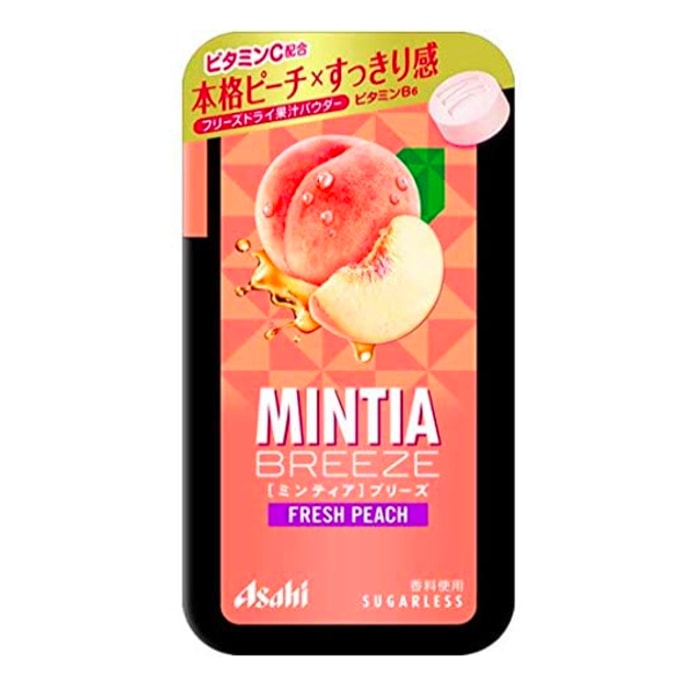 【日本直郵】日本朝日ASAHI 薄荷潤喉糖MINTIA大顆粒 桃子口味 30粒