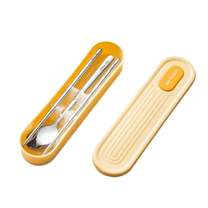 【316L Stainless Steel】Warm Sun Yellow Kids Chopstick & Spoon Set 1‑Pack