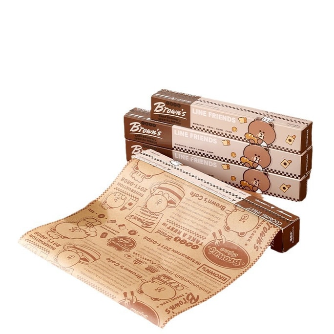 【中國直郵】日本 LINE FRIENDS 氣炸鍋吸油紙廚房家用食物烘焙防油紙 吸油紙-小號 1卷