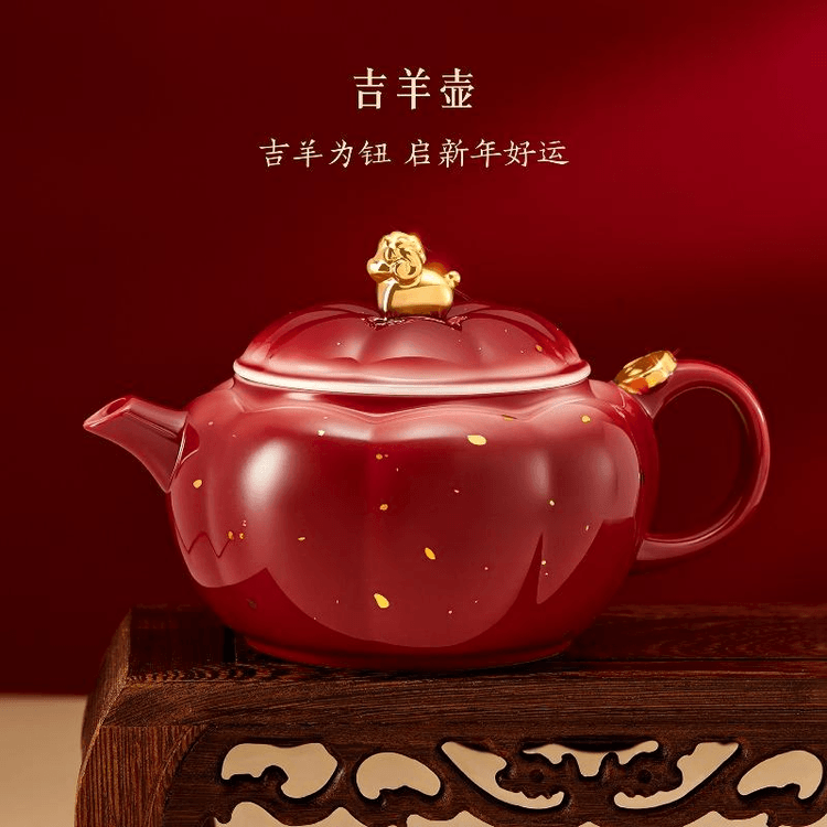 中国直邮】 故宫文创吉祥如意茶具茶壶茶杯礼盒一壶四杯37.2*14.7*12.3