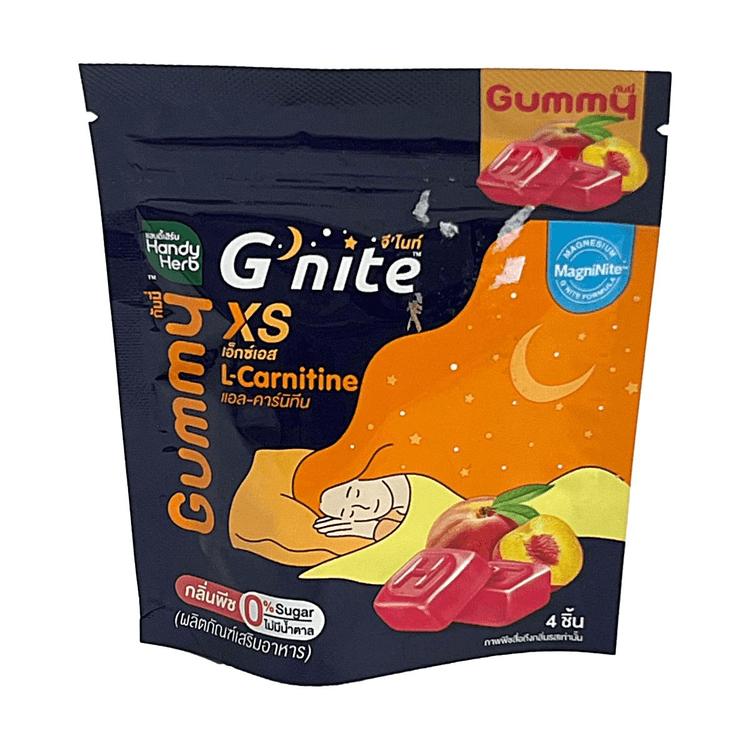 G’NITE Sleep Aid & Metabolism Gummy White Peach Flavor 4 Count 0% Sugar with L-Carnitine