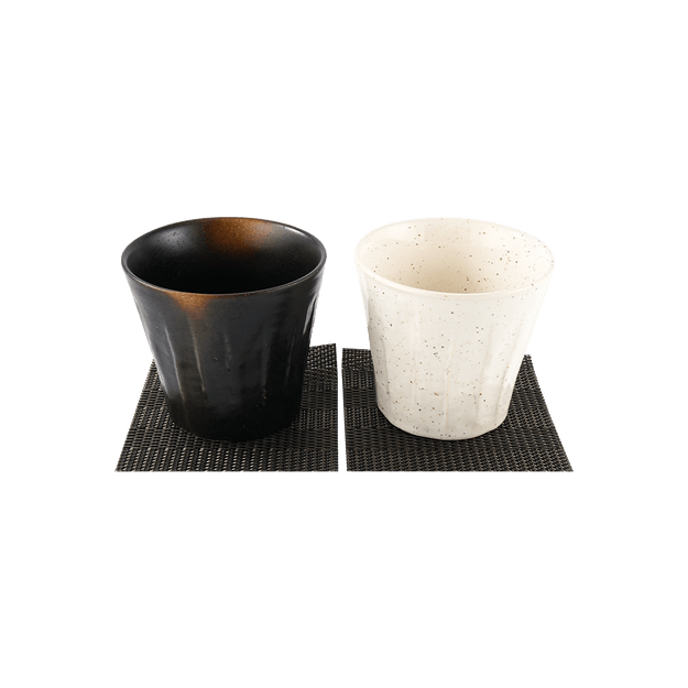 商品详情 - 日本 瓷器茶杯酒杯套组 一对入 黑白  - image  0