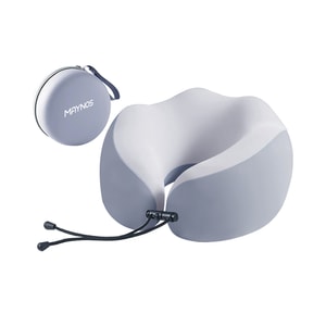 MYNOS Foldable U-Shaped Neck Pillow, Gray. Single Pack. Rolls To Phone Size. 360° Support, Memory Foam, Breathable. Adjustable Buckle, Lightweight. For Travel, Office, Car, Naps. Washable.