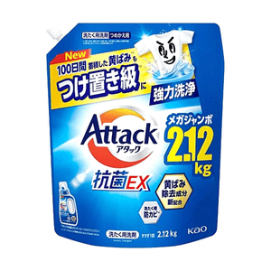 日本KAO花王 ATTACK抗菌EX强力去渍防黄变液态洗衣液 补充装 2.12kg【抗菌EX】【强力去渍】【防黄变】