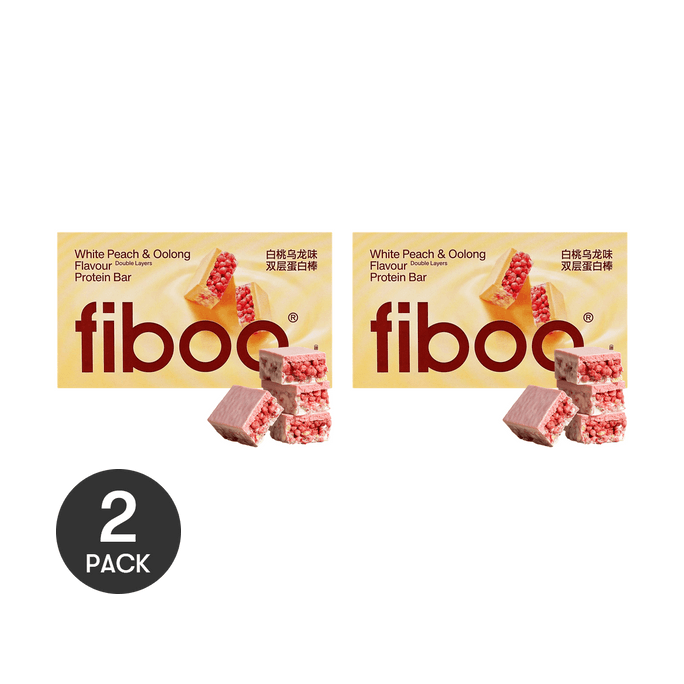 FIBOO 高蛋白双层蛋白棒 饱腹代餐能量棒 25g*6根 #白桃乌龙 98kcal/根低卡 乳清0无蔗糖 低脂健身减脂餐【2盒超值装】