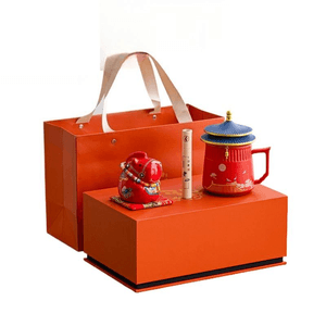 【中国直邮】 一品仟堂 故宫鹤影办公杯套装茶水分离杯 马上有财 30*19.5*12.5厘米