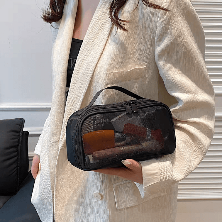 Cupid's Choice 高品質メッシュ大容量メイクアップバッグ（1個）[ラージサイズ 24*11*11cm] 持ち運びやすくシンプルなトイレタリーバッグ、軽量トラベルオーガナイザー 3