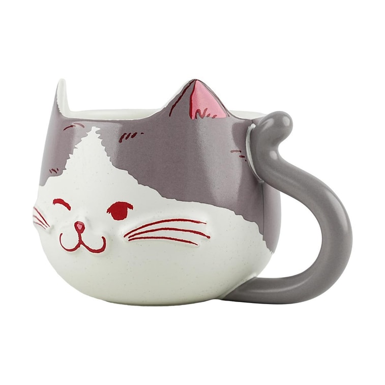 バレンタイン 2025 猫顔 グレー マグカップ 355ml 4