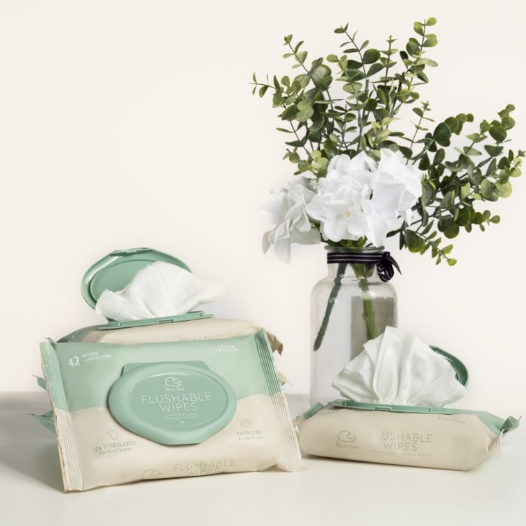 ナイスバム 4パックコンボ - 42枚入り 水洗トイレットペーパー 植物由来 EDI純水 目詰まり防止 生分解性 8