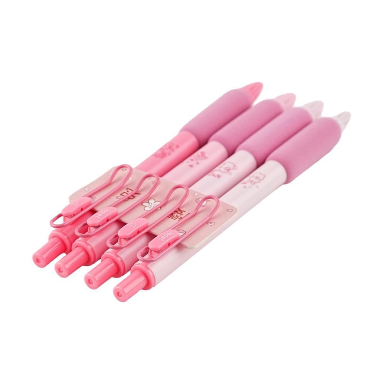 樂派 櫻花兔超軟中性筆 舒適筆握不磨手 黑色水筆 4支 5