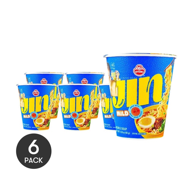 Jin Ramen-  Korean Style Instant Cup Noodles , Mild Flavor , 2.29oz*6 Packs【Value Pack】